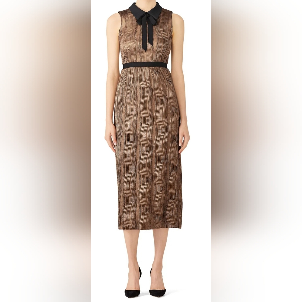 Hunter Bell Copper Textured Diana Midi Dress Women's Size 6